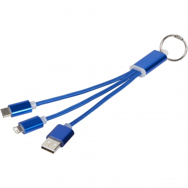 Logo trade promotional merchandise photo of: Metal 3-in-1 charging cable with keychain