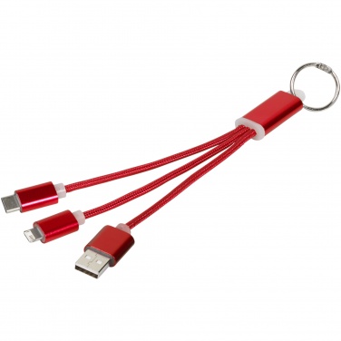 Logo trade promotional giveaways image of: Metal 3-in-1 charging cable with keychain