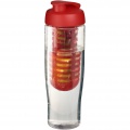 H2O Active® Tempo 700 ml flip lid sport bottle & infuser, Transparent / Red