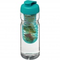 H2O Active® Base 650 ml flip lid sport bottle & infuser, Transparent / Aqua blue