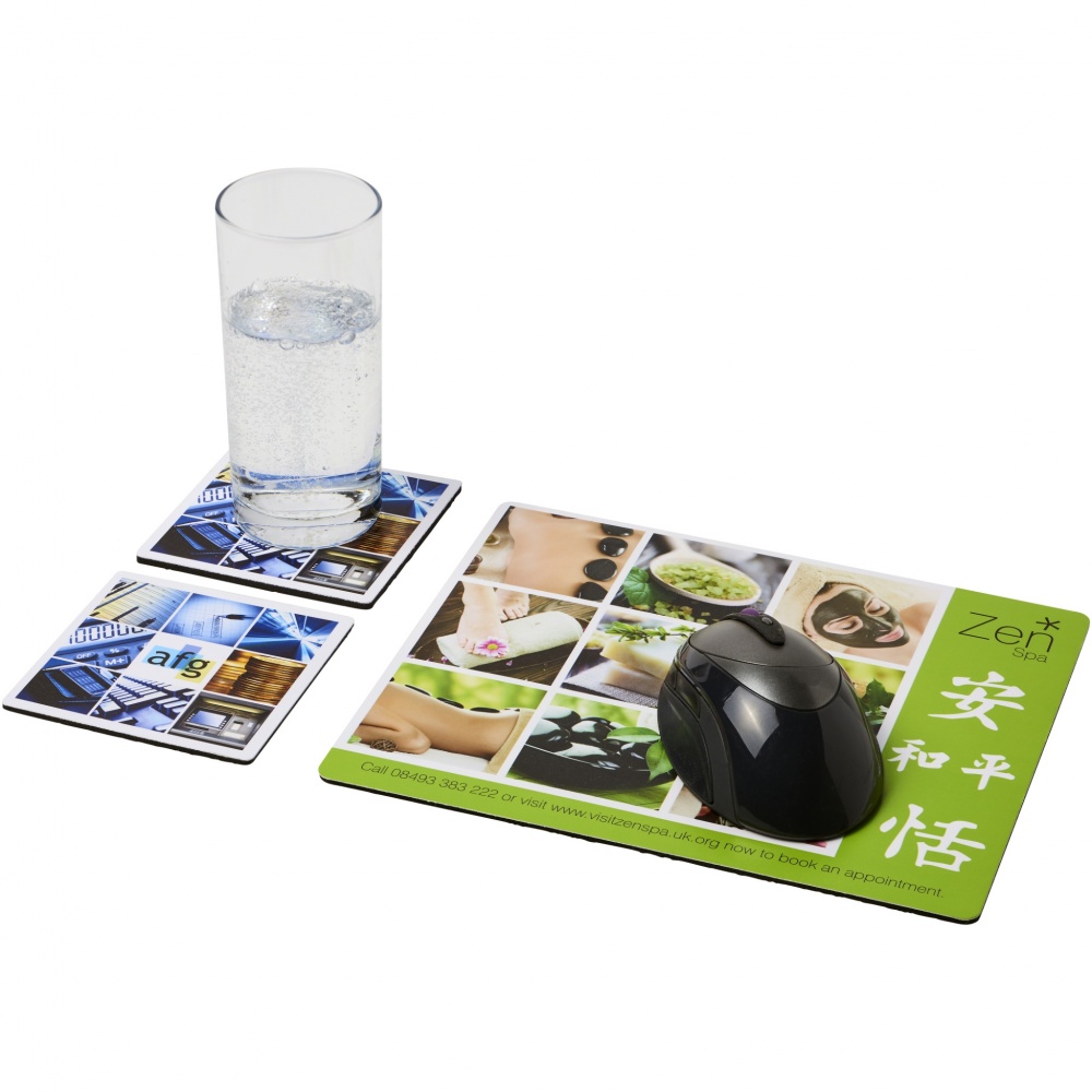 Logotrade promotional product picture of: Q-Mat® mouse mat and coaster set combo 3