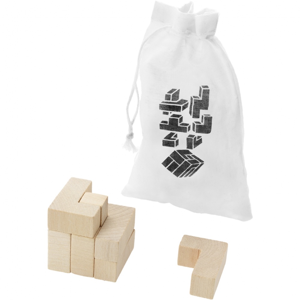 Logotrade promotional giveaway picture of: Solfee wooden squares brain teaser with pouch