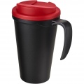 Americano® Grande 350 ml mug with spill-proof lid, Solid black / Red