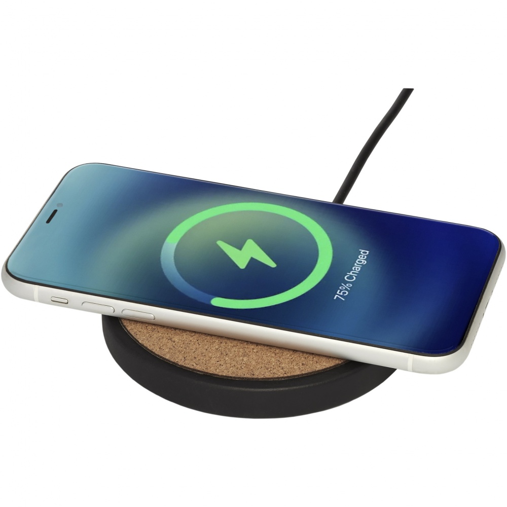 Logo trade promotional giveaways picture of: Kivi 10W limestone/cork wireless charging pad