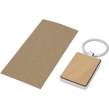 Logo trade advertising product photo of: Mauro beech wood rectangular keychain