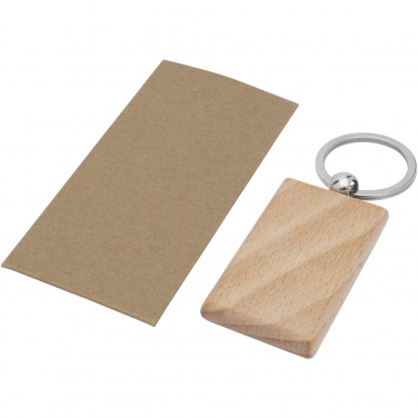 Logo trade promotional merchandise image of: Gian beech wood rectangular keychain