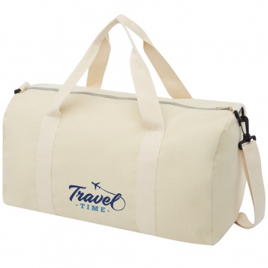 Logo trade advertising products picture of: Pheebs 450 g/m² recycled cotton and polyester duffel bag 24L