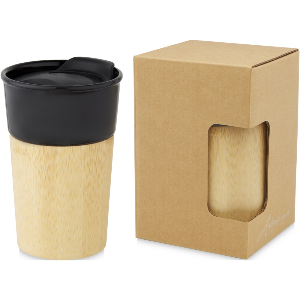 Logo trade advertising products image of: Pereira 320 ml porcelain mug with bamboo outer wall