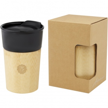 Logo trade promotional giveaway photo of: Pereira 320 ml porcelain mug with bamboo outer wall