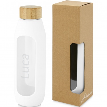 Logo trade promotional products image of: Tidan 600 ml borosilicate glass bottle with silicone grip
