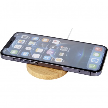 Logotrade promotional product image of: Atra 10W bamboo magnetic wireless charging pad