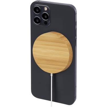 Logo trade promotional merchandise photo of: Atra 10W bamboo magnetic wireless charging pad