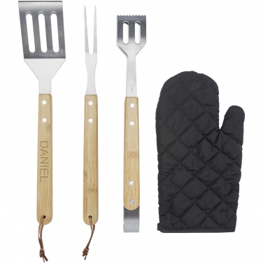 Logo trade promotional giveaway photo of: Gril 3-piece BBQ tools set and glove 
