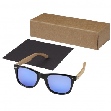 Logo trade business gifts image of: Hiru rPET/wood mirrored polarized sunglasses in gift box