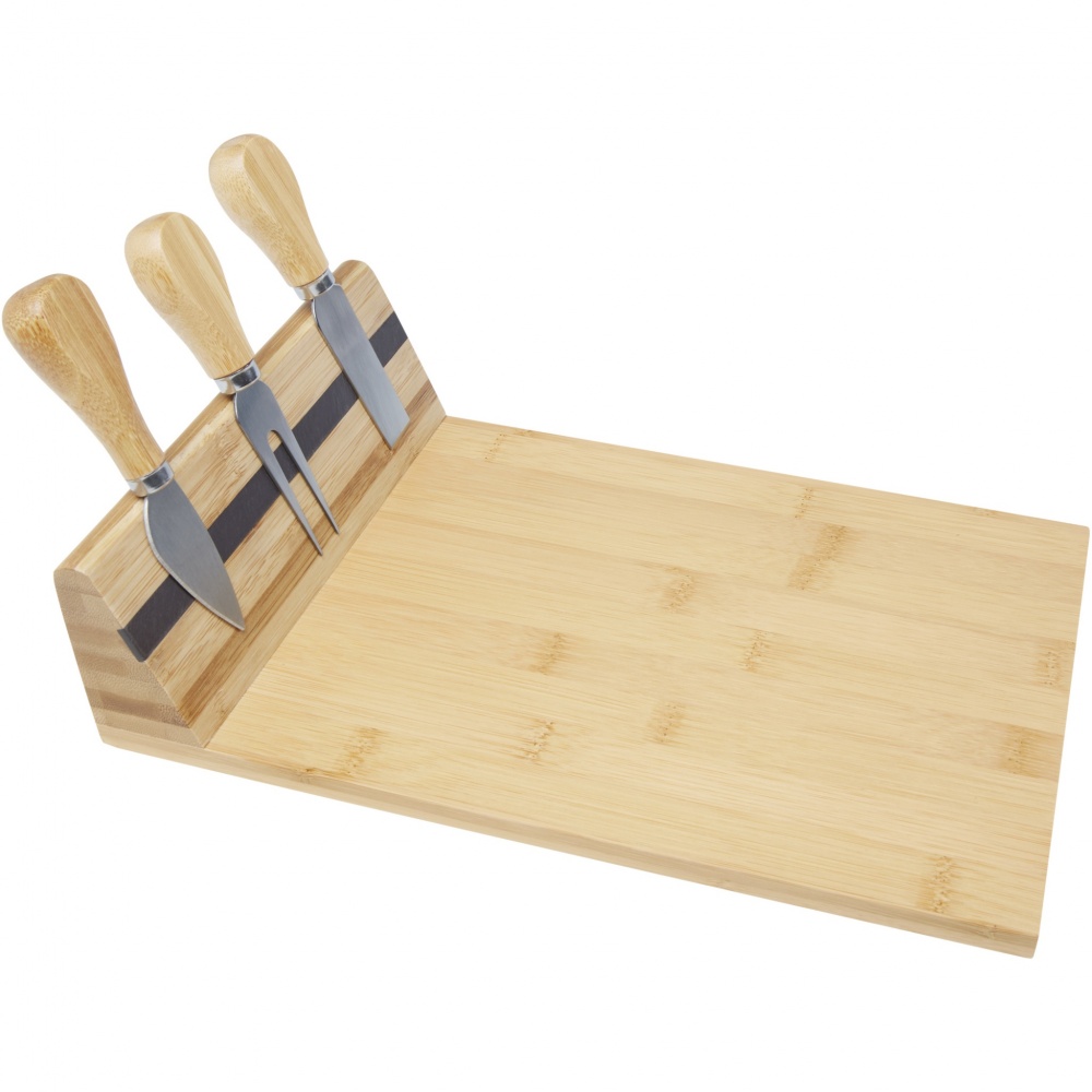 Logo trade promotional giveaways image of: Mancheg bamboo magnetic cheese board and tools