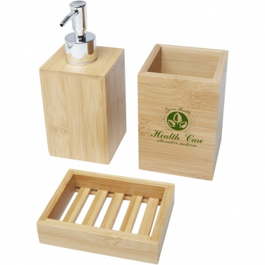Logo trade promotional products image of: Hedon 3-piece bamboo bathroom set