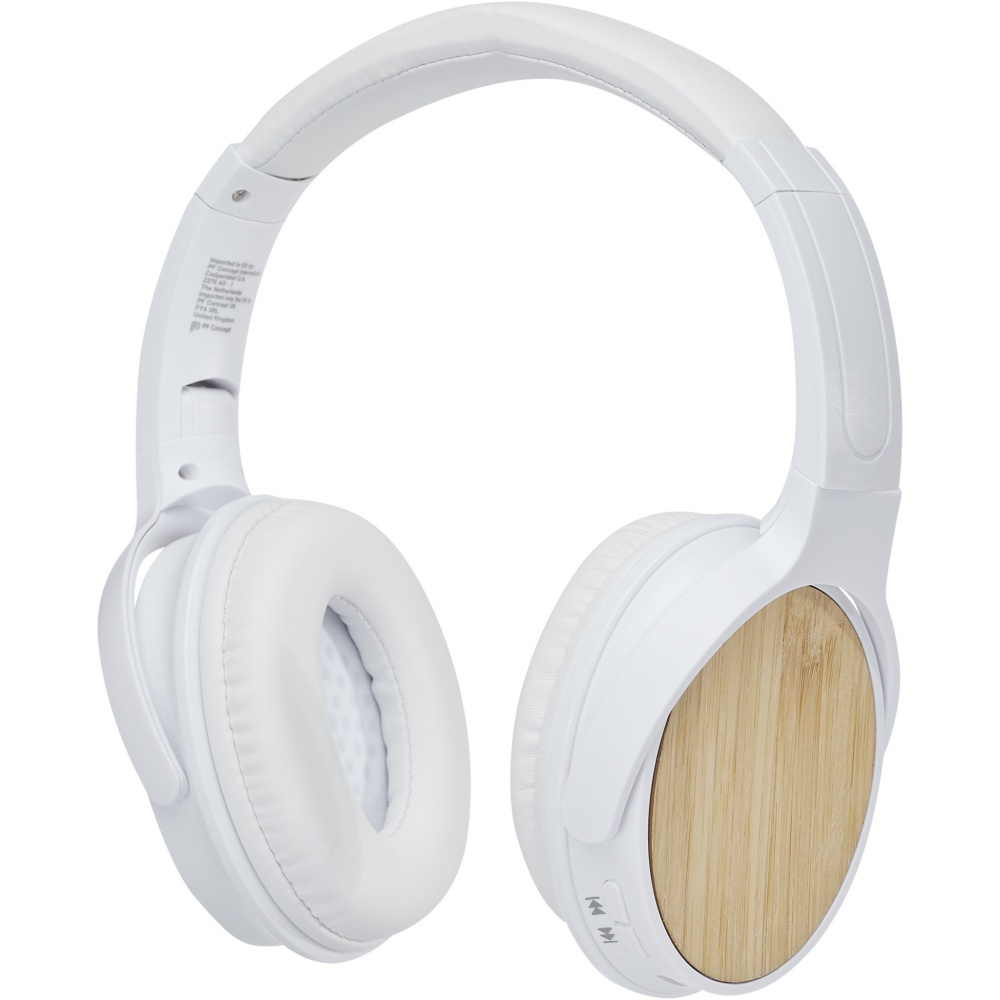 Logo trade promotional products picture of: Athos bamboo Bluetooth® headphones with microphone