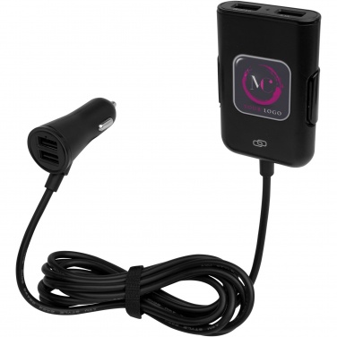 Logo trade promotional gift photo of: Pilot dual car charger with QC 3.0 dual back seat extended charger