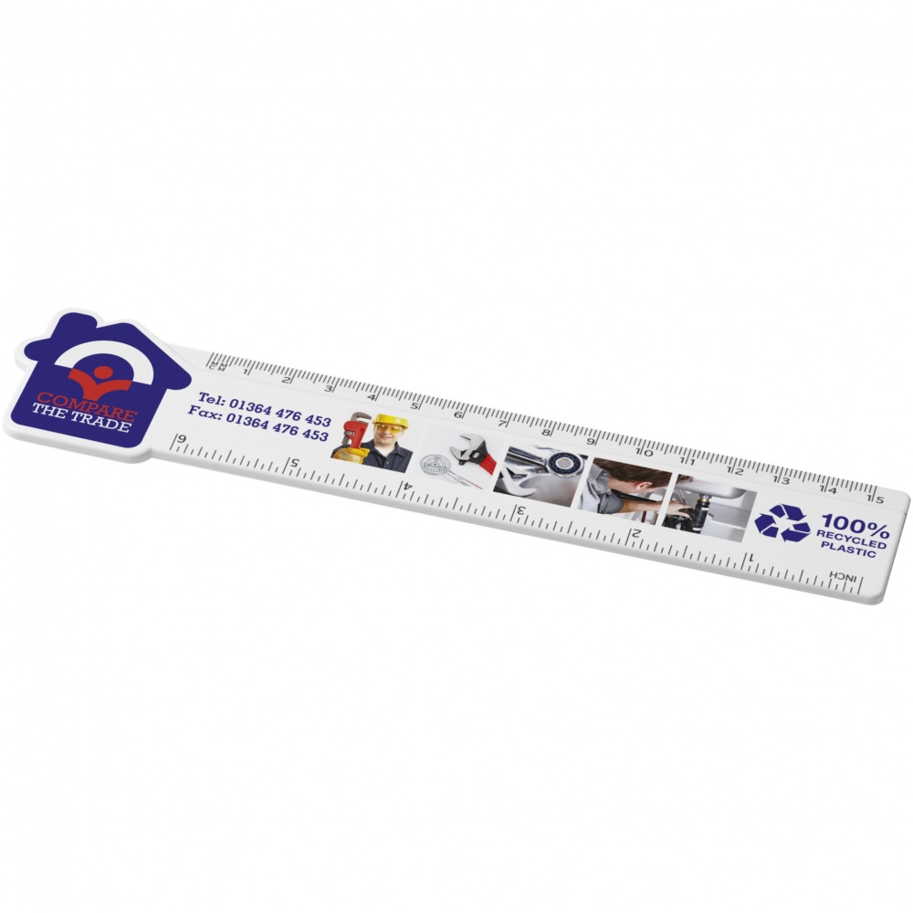 Logotrade promotional gift image of: Tait 15 cm house-shaped recycled plastic ruler