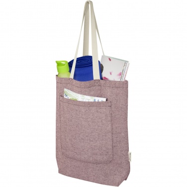 Logotrade promotional giveaway image of: Pheebs 150 g/m² recycled cotton tote bag with front pocket 9L
