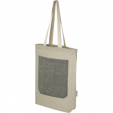 Logo trade promotional products picture of: Pheebs 150 g/m² recycled cotton tote bag with front pocket 9L
