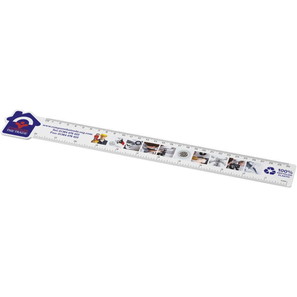 Logotrade corporate gift picture of: Tait 30cm house-shaped recycled plastic ruler