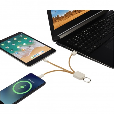 Logotrade advertising products photo of: Bates wheat straw and cork 3-in-1 charging cable