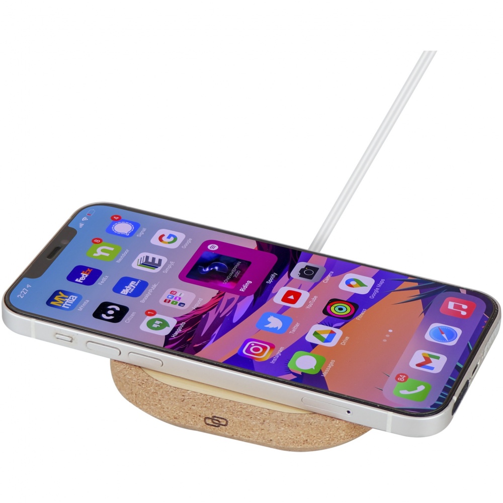 Logo trade corporate gift photo of: Cerris 15W cork wireless charging pad