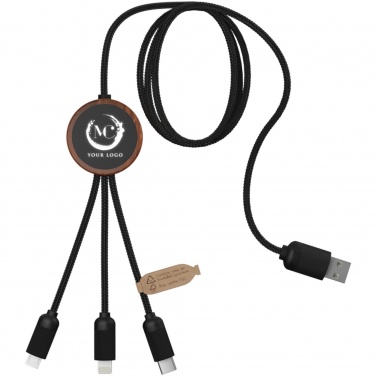 Logotrade promotional item picture of: SCX.design C36 3-in-1 rPET light-up logo extended charging cable with round bamboo casing