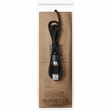 Logotrade promotional merchandise image of: SCX.design C38 5-in-1 rPET light-up logo charging cable with squared wooden casing