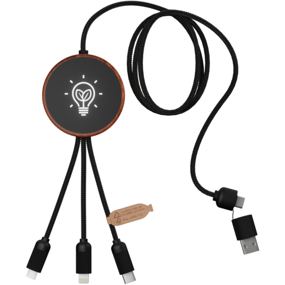 Logotrade promotional product picture of: SCX.design C40 5-in-1 rPET light-up logo charging cable and 10W charging pad