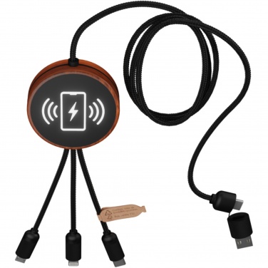 Logo trade corporate gift photo of: SCX.design C40 5-in-1 rPET light-up logo charging cable and 10W charging pad