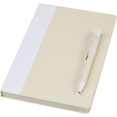 Logo trade business gifts image of: Dairy Dream A5 size reference recycled milk cartons notebook and ballpoint pen set