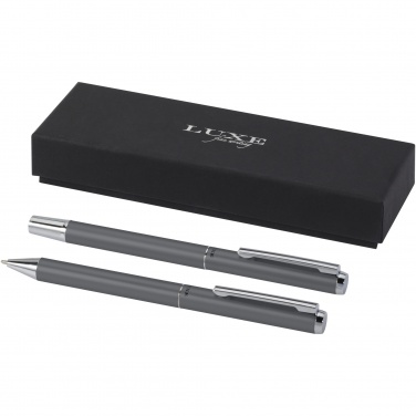 Logotrade promotional item image of: Lucetto recycled aluminium ballpoint and rollerball pen gift set