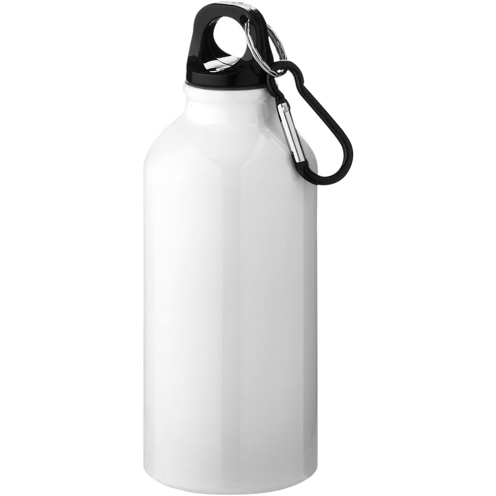 Logo trade promotional products picture of: Oregon 400 ml RCS certified recycled aluminium water bottle with carabiner