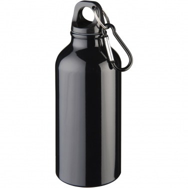 Logo trade business gift photo of: Oregon 400 ml RCS certified recycled aluminium water bottle with carabiner