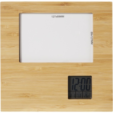 Logo trade promotional merchandise image of: Sasa bamboo photo frame with thermometer