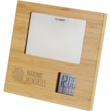 Logotrade business gifts photo of: Sasa bamboo photo frame with thermometer