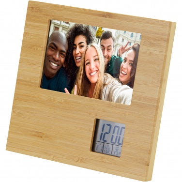 Logo trade promotional giveaways image of: Sasa bamboo photo frame with thermometer