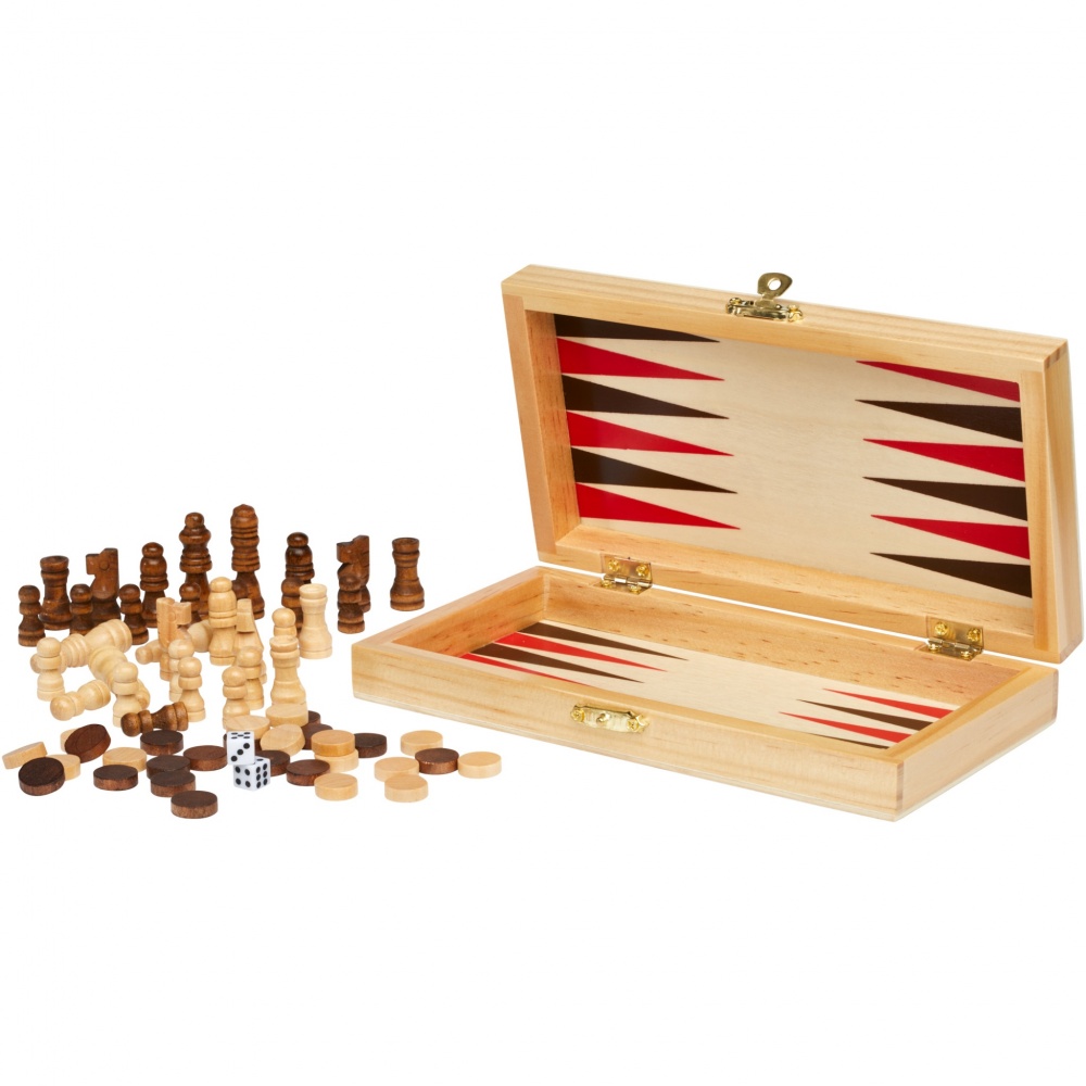 Logo trade promotional merchandise image of: Mugo 3-in-1 wooden game set