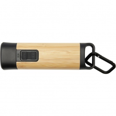 Logo trade promotional gift photo of: Kuma bamboo/RCS recycled plastic torch with carabiner