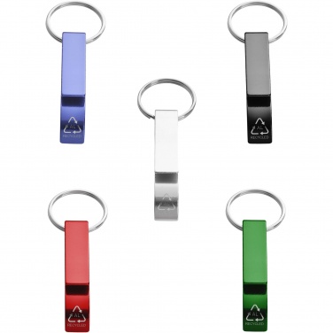 Logo trade promotional items picture of: Tao RCS recycled aluminium bottle and can opener with keychain 