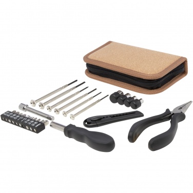 Logotrade corporate gift image of: Spike 24-piece RCS recycled plastic tool set with cork pouch