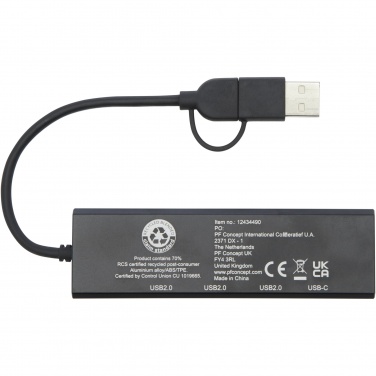 Logo trade promotional giveaways picture of: Rise RCS recycled aluminium USB 2.0 hub