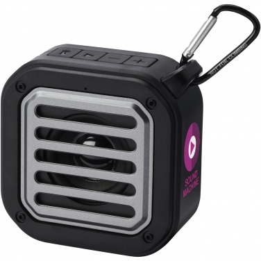 Logotrade promotional giveaway picture of: Solo 3W IPX5 RCS recycled plastic solar Bluetooth® speaker with carabiner 