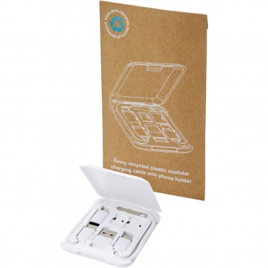 Logo trade promotional product photo of: Savvy recycled plastic modular charging cable with phone holder