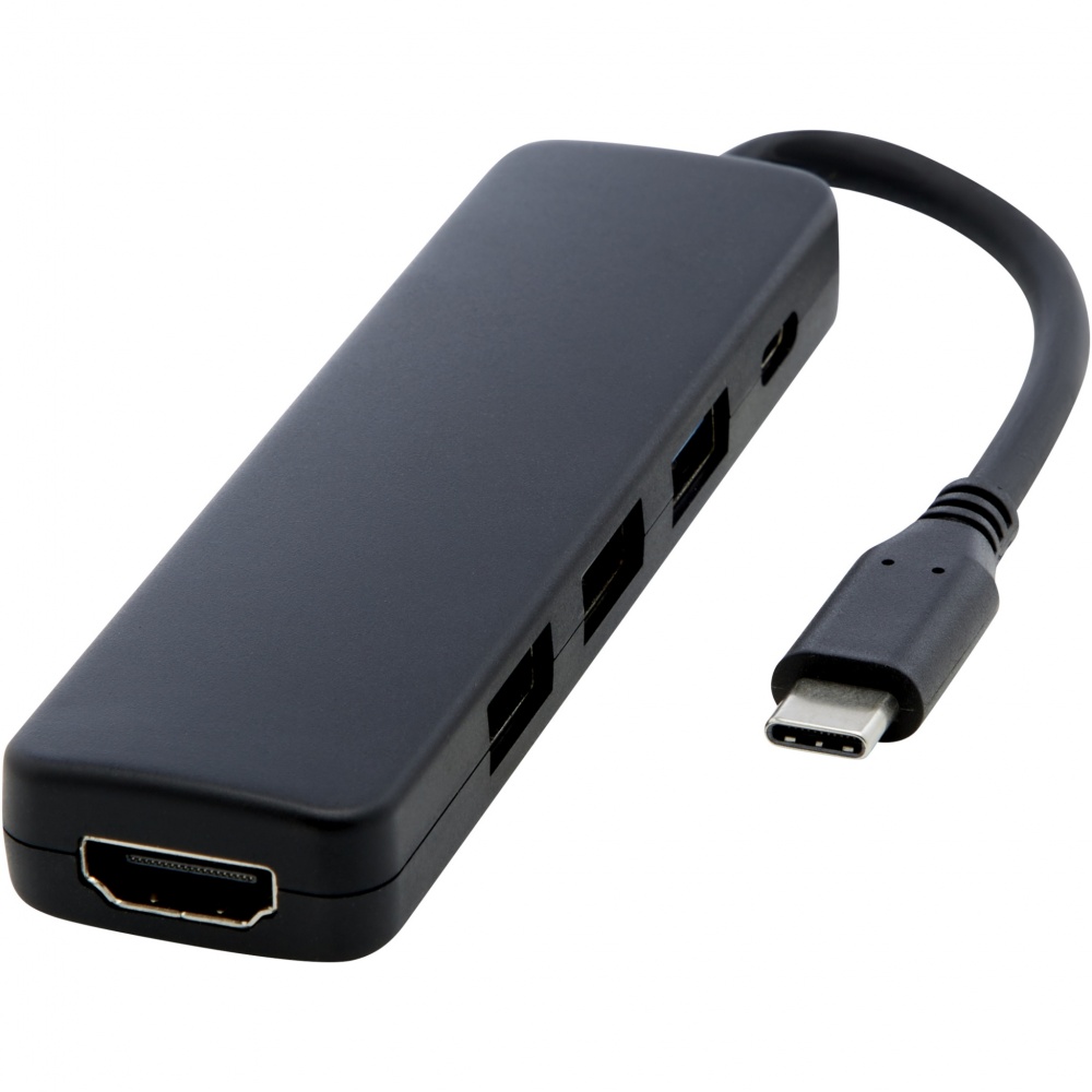 Logo trade promotional merchandise image of: Loop RCS recycled plastic multimedia adapter USB 2.0-3.0 with HDMI port