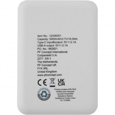 Logo trade advertising product photo of: Asama 5000 mAh Type-C recycled plastic power bank
