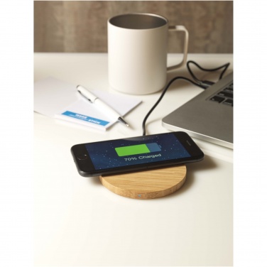 Logo trade promotional gift photo of: Essence 15W bamboo wireless charging pad