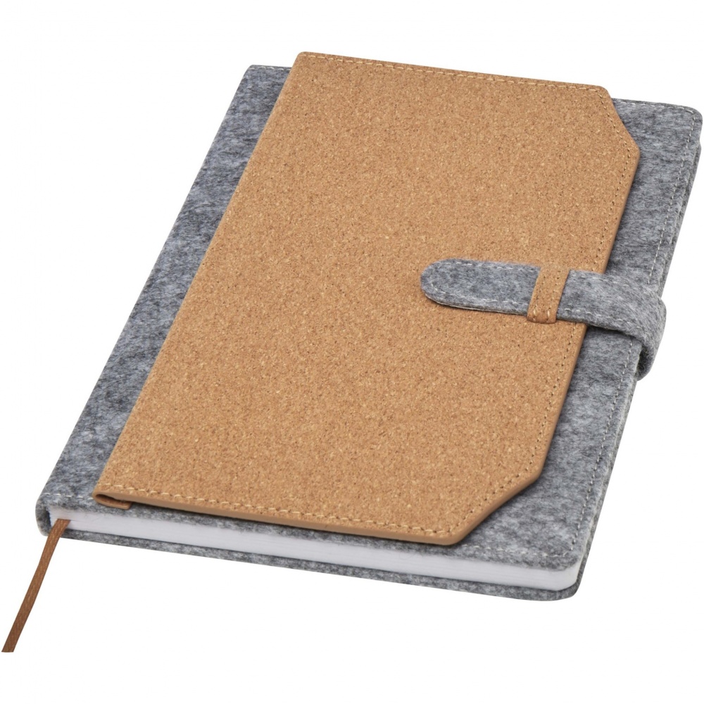 Logo trade advertising products picture of: Viviana A5 recycled felt and cork notebook